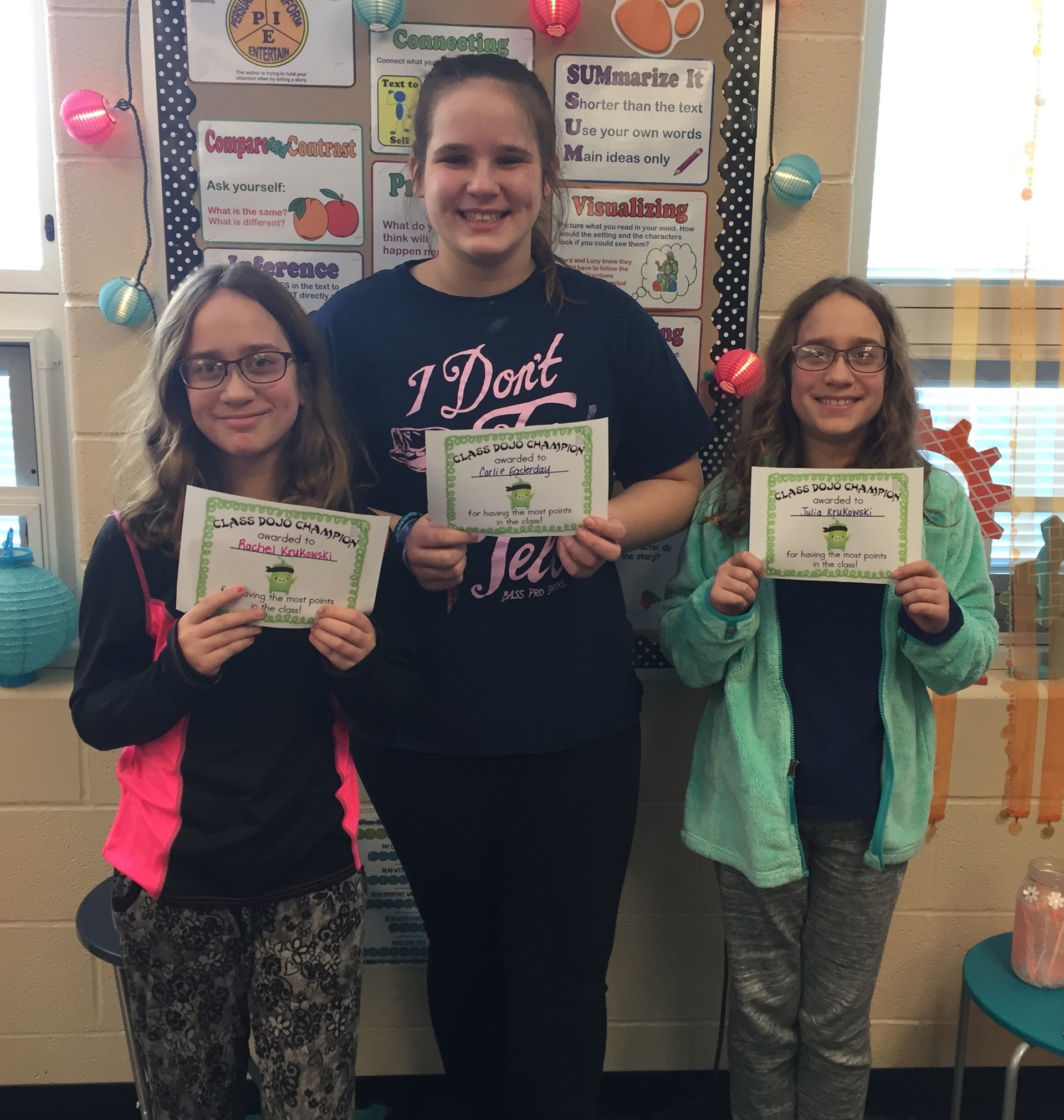 Class Dojo Winners for grade 5 (2nd grading period)